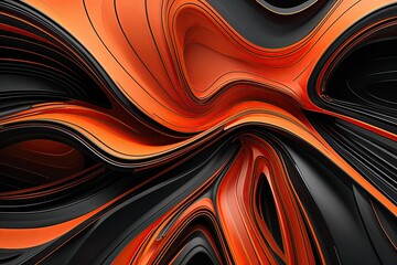 Poster - Dynamic Orange and Black Contour Line Art Featuring Innovative Technology Design