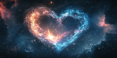 Wall Mural - a cosmic nebula forms a beautiful heart shape in the sky
