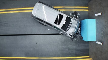 Wall Mural - generic 3d car crash test. car destruction. realistic 4k animation.