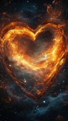 Wall Mural - a luminous nebula shaped like a glowing heart in space