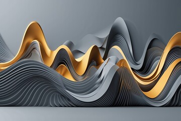 Poster - Modern Abstract Grey and Gold Wave Background Poster for Technology and Communication Design