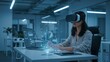 © Qbertstudio - Asian woman using virtual reality headset at office Engaged in data visualization and digital interaction Highlights technology adoption and innovation