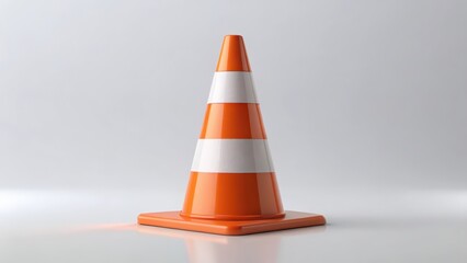 Poster - Orange Traffic Cone on White Background
