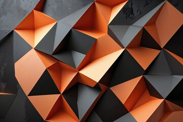 Poster - Elegant Orange and Matte Black Geometric Backdrop Design