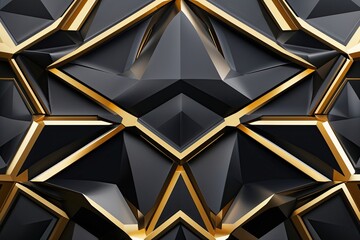 Poster - Elegant Luxury Black and Gold Geometric Background Design
