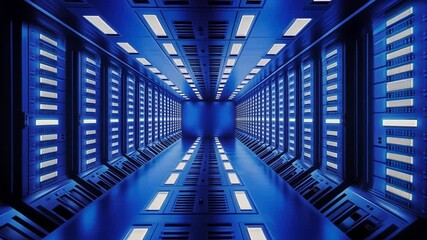Poster - Futuristic Server Room: A Digital Data Center Corridor