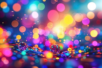 Poster - Vibrant Abstract Background with Blurry Bokeh and Colourful Celebration Ambiance