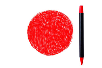 Wall Mural - red circle drawn with a black and red pen on a transparent background