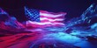 A vibrant digital representation of the American flag creates a stunning visual experience. The colors dance and swirl in a dynamic style. Ideal for patriotic themes and artistic purposes. AI