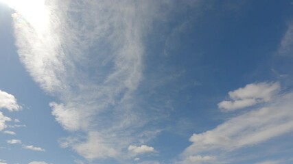 Wall Mural - beautiful fluffy white cumulus clouds in blue sky summer season. dramatic cloud covered bright sun s