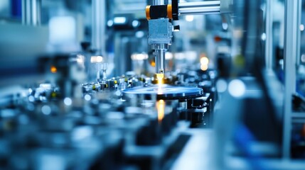 Poster - Automated assembly line with robotic arm precision in a factory setting