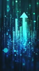 Poster - Abstract digital background with upward arrows and glowing particles
