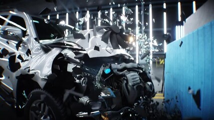 Wall Mural - car crash test stop time. safety concept.