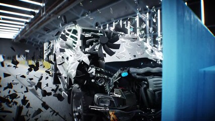 Wall Mural - car crash test stop time. safety concept.