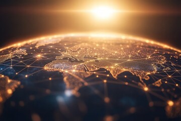 Poster - Aerial view of Earth illuminated by network connections