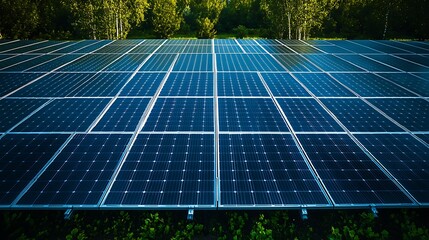 Vast Solar Panel Field: Clean Energy and Sustainable Future