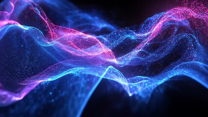 Poster - Abstract blue and pink particle wave.