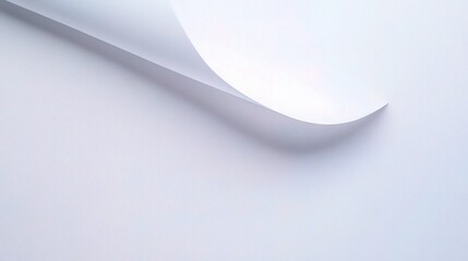 Poster - Smooth White Paper Curled Edge with Subtle Texture on Background