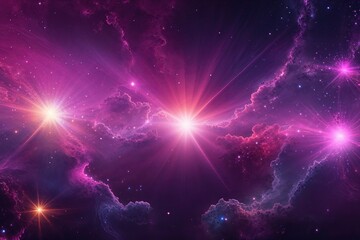 Poster - Vibrant Magenta Cosmic Light Burst Background with Radiant Glow