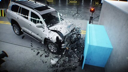 Wall Mural - car crash test stop time. safety concept.