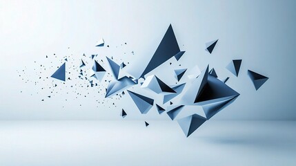 Poster - Monochrome Abstract Composition of Triangles in Dynamic Form