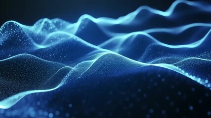 Aufkleber - Abstract blue glowing particle wave landscape.