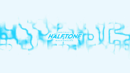 Poster - Abstract vector curled blue halftone sound wave. Scrathed dotted texture element.