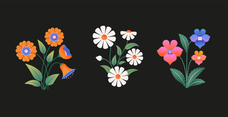 Wall Mural - elegant floral art with a black background