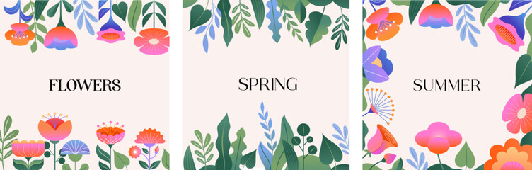 Wall Mural - abstract botanical floral frames and borders for spring and summer designs