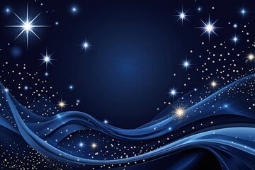 Poster - luxurious navy blue background with sparkling star effects and sophisticated gradient flow