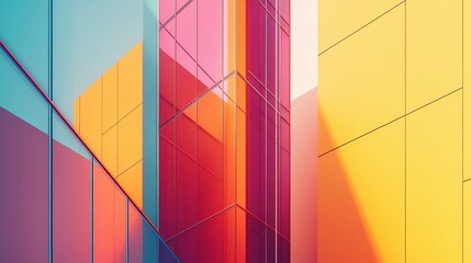 Poster - Abstract Minimalist Architecture with Colorful Geometric Shapes