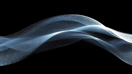 Poster - Abstract blue wave particle energy flow on black background.