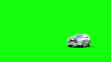 Wall Mural - generic 3d car crash test. car destruction. green screen isolate.