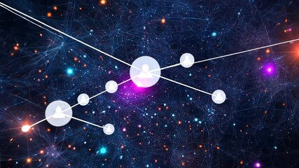 Poster - Abstract cosmic network with glowing nodes and connections.