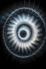 Fototapete - Abstract Grey Spiral Circle with Glowing Lights Dark Background