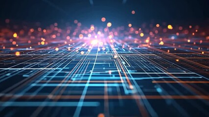 Poster - Abstract digital network lines and glowing nodes.