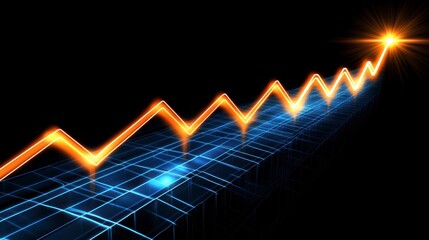 Aufkleber - Abstract graph upward trend, success, growth, digital background