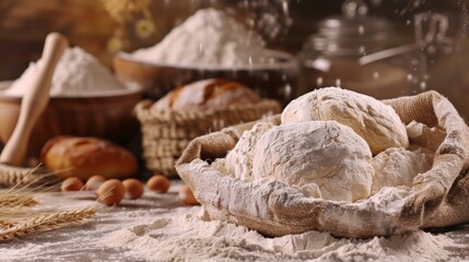 Aufkleber - Explore the art of traditional bread making with flour, dough, and perfect techniques for delicious homemade bread Generative AI