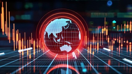 Poster - Global Network, Digital World, Futuristic Stock Market Visualization