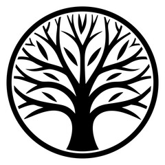 Poster - an artistic illustration of a tree within a circle, perfect for representing nature and growth