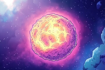 Wall Mural - a bright glowing celestial body surrounded by space dust