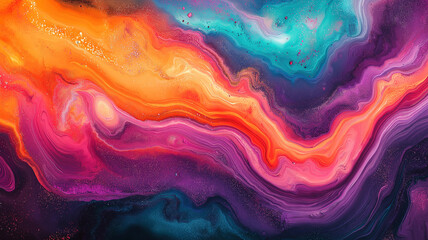 Poster - Abstract visual effect created by multicolored pigments exploding and swirling into vibrant patterns