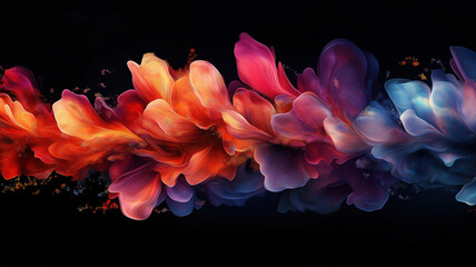 Poster - Dynamic explosion of vibrant colors in smoky patterns creates an artistic visual effect against