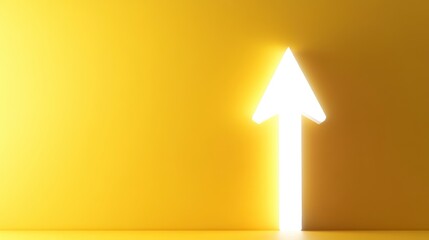 Poster - Upward arrow on yellow background for success and growth