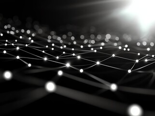 Poster - A captivating abstract representation of a network made up of luminous dots and connecting lines, showcasing the essence of connectivity, innovation, and digital advancement.