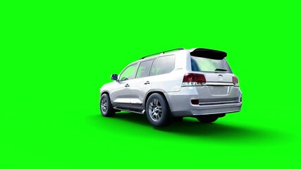 Wall Mural - generic 3d car crash test. car destruction. green screen isolate.