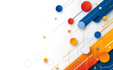 Poster - An abstract design featuring colorful circles and lines, creating a modern and vibrant backdrop. Perfect for technology, digital art, or creative projects that need a dynamic look.