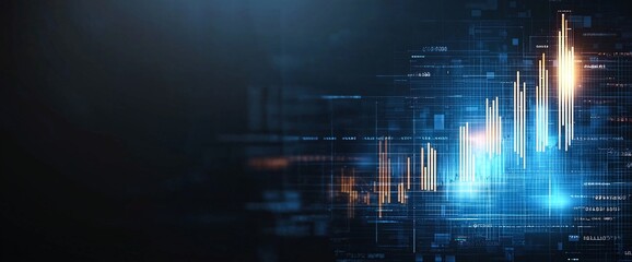 Poster - An abstract representation of financial growth with dynamic charts and vibrant colors, symbolizing data analysis and modern technology in the finance sector.