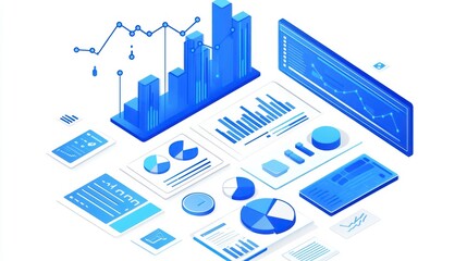 Aufkleber - Abstract data visualization showing graphs and charts. Possible use Business presentation, data analysis concept