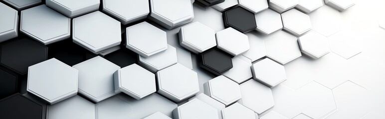 Poster - Close-up view of a modern hexagonal pattern in a monochrome design